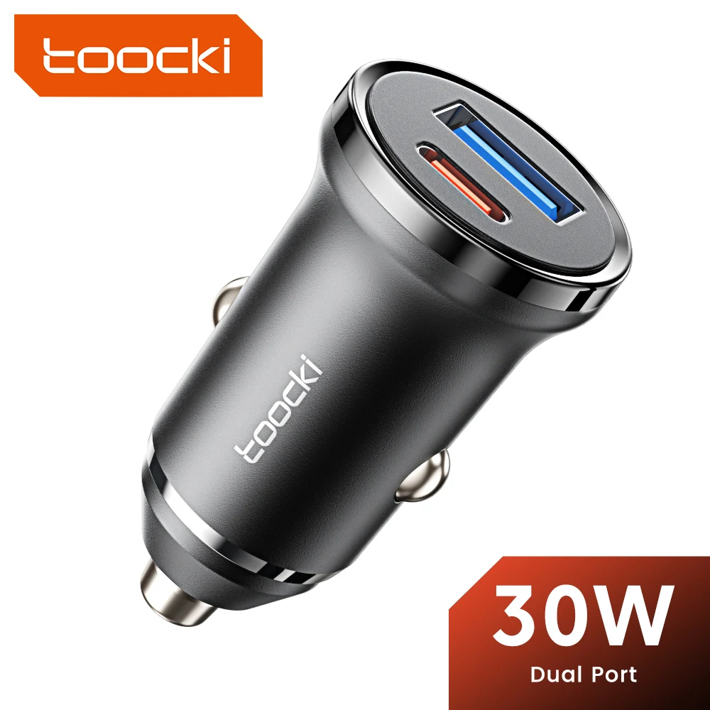 Toocki 30W Fast Charging Mini USB Car Charger PD3.0 QC3.0 Multi-Layer Protection USB Type C Car Phone Charger for iPhone Samsung