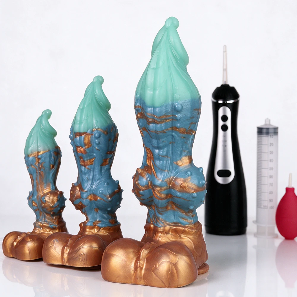 YOCY Fantasy Dog Dildo With Squirting Enema Soft Silicone Suction Cup Water Syringe For Anal Play Vaginal Cleaning Adult Sex Toy