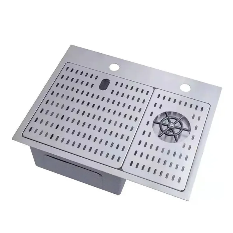 for Thickened Black Nano Stainless Steel Large Single Kitchen Sink with Knife Holder and Cup Washer Vegetable Basin
