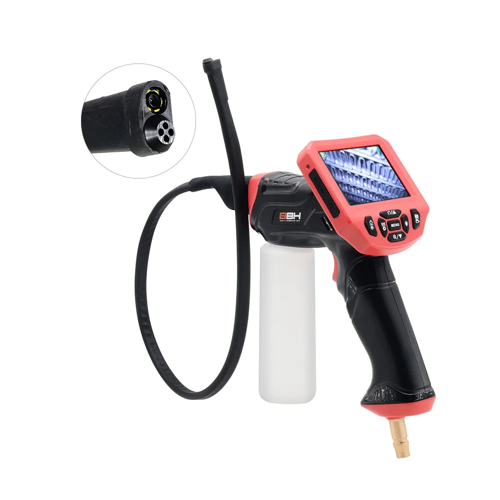 Forward spray nozzle endoscope camera visual cleaning gun for car air-conditioner evaporator remove dust and eliminate odor