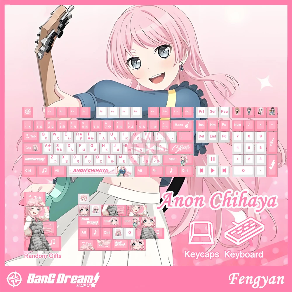 Theme Keycaps BanG Dream Game MyGO Keycaps Ave Mujica PBT Five-sided Sublimation Cherry Key Caps For Wired Mechanical Keyboard