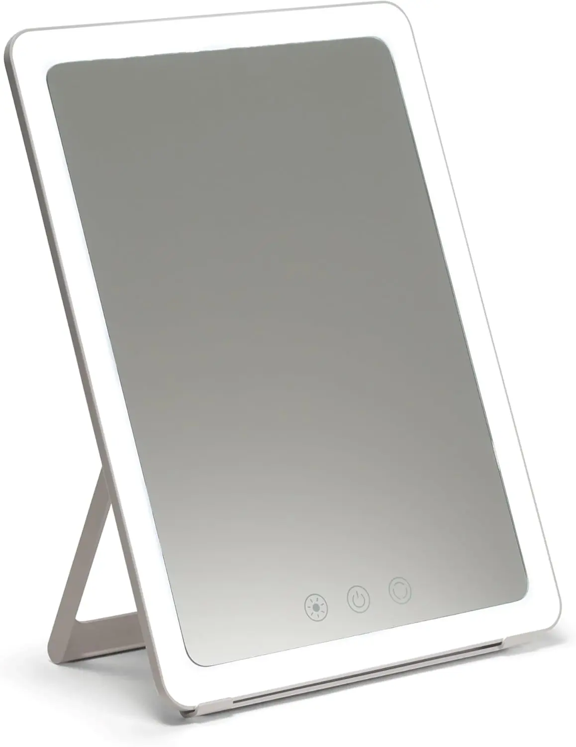 Portable Makeup Mirror With Adjustable Stand, Dimmable Led Lighting, 3 Color Modes, And Touch Control – Perfect For Travel,