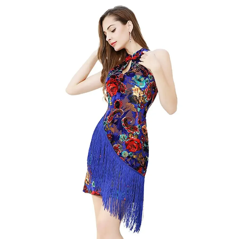 Latin Dance Dress Women Fringe Ballroom Dress Waltz Dance Dresses ChaCha Samba Costume Salsa Dance Costume Party dress Cheongsam