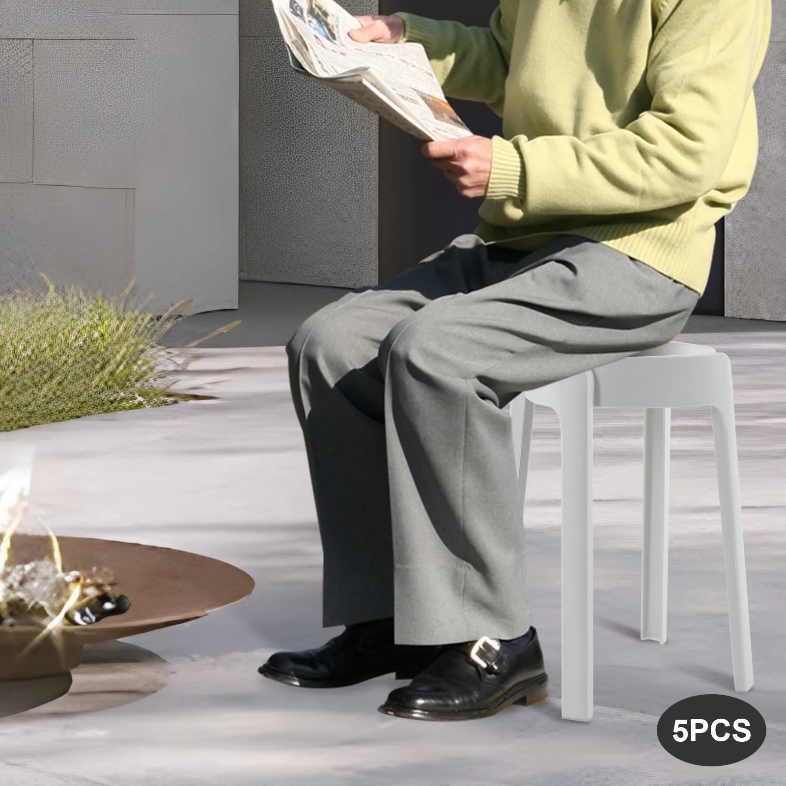 5 pçs branco em forma de l bancos de pilha de plástico ao ar livre indoor cozinha cadeiras de barra assento empilhável para salas de aula salas de estar escritórios