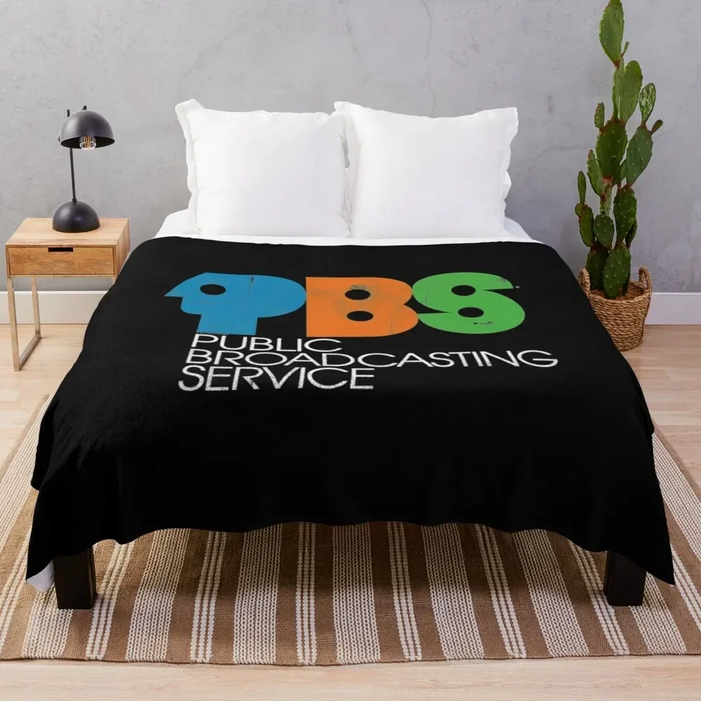 

PBS Vintage Logo Distressed Throw Blanket Decorative Throw Fashion Sofas for sofa blankets ands Blankets