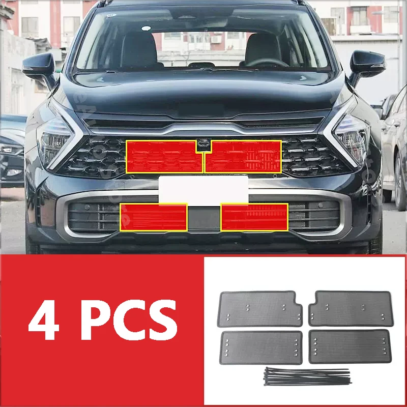 

For Kia Sportage NQ5 2022 2023 Car Front Insect Screening Mesh Golden Steel Front Grille Insert Net Golden Steel Accessories