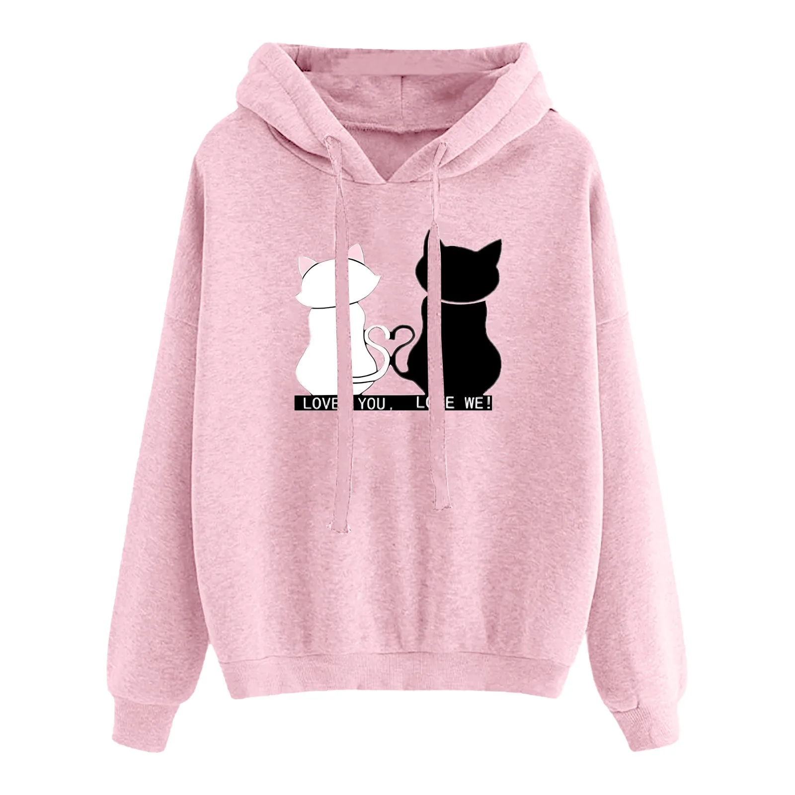 Streetwear Hoodies Sweet Women Sweatshirt Autumn Winter Long Sleeve Harajuku Hooded Pullover Japanese Cartoon Cat Stylish Hoodie