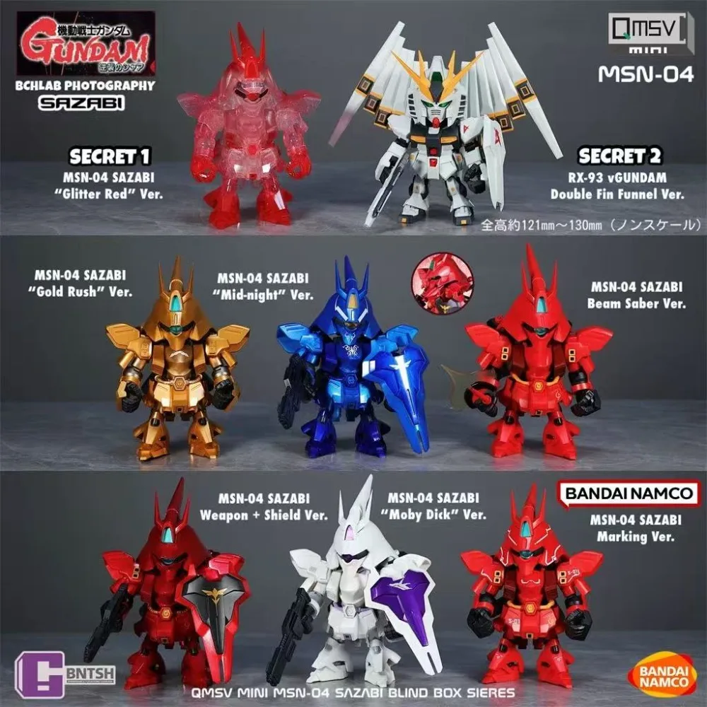 

New In Stock Qmsv Mini Char Sazabi Gundam Handheld Mobile Warrior Ornament Animation Peripheral Gift