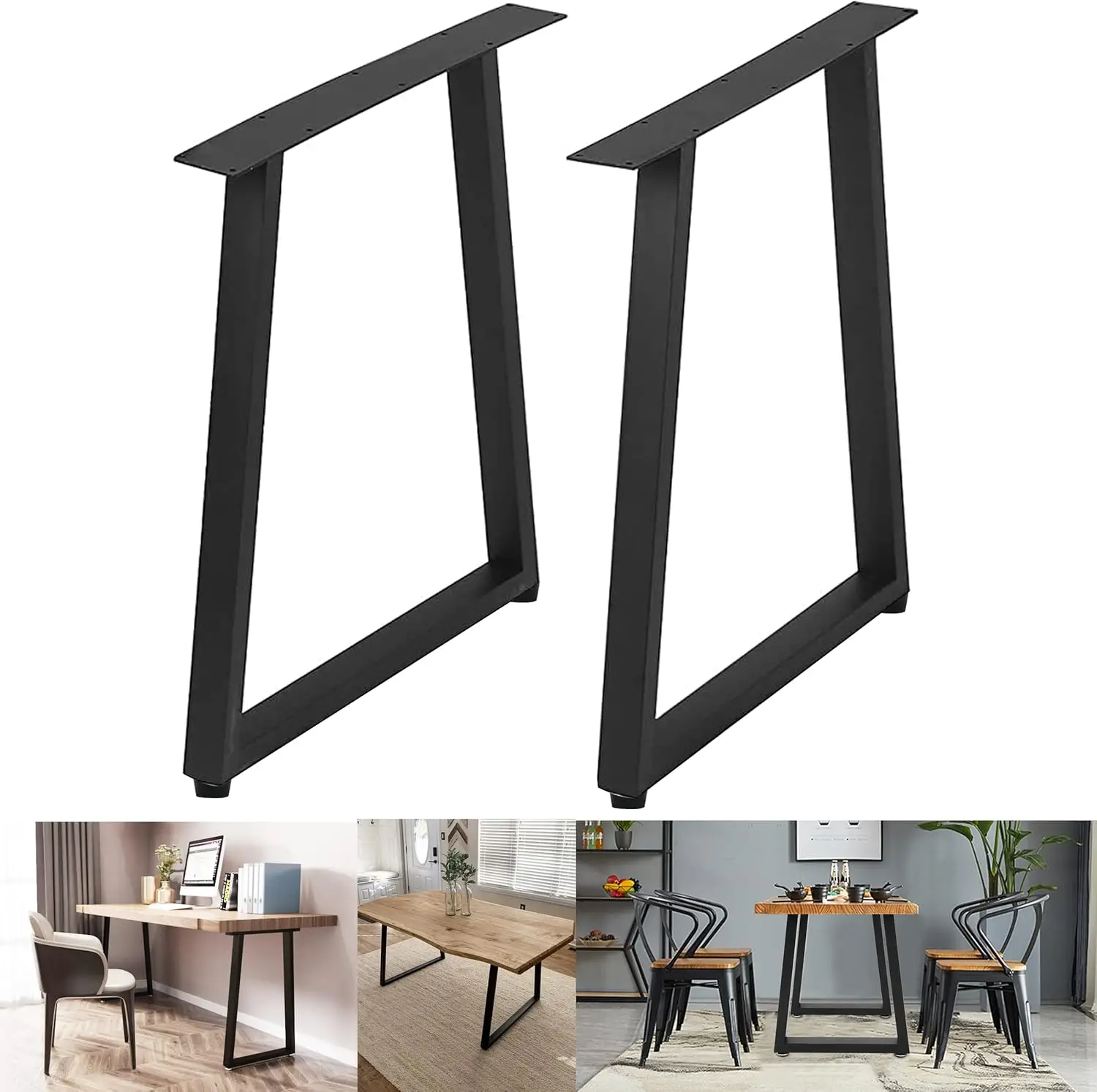 Black Metal Tabel Legs - 28 x 17.7 inch Industrial Metal Legs for Coffee Table, Heavy Duty End Table Legs