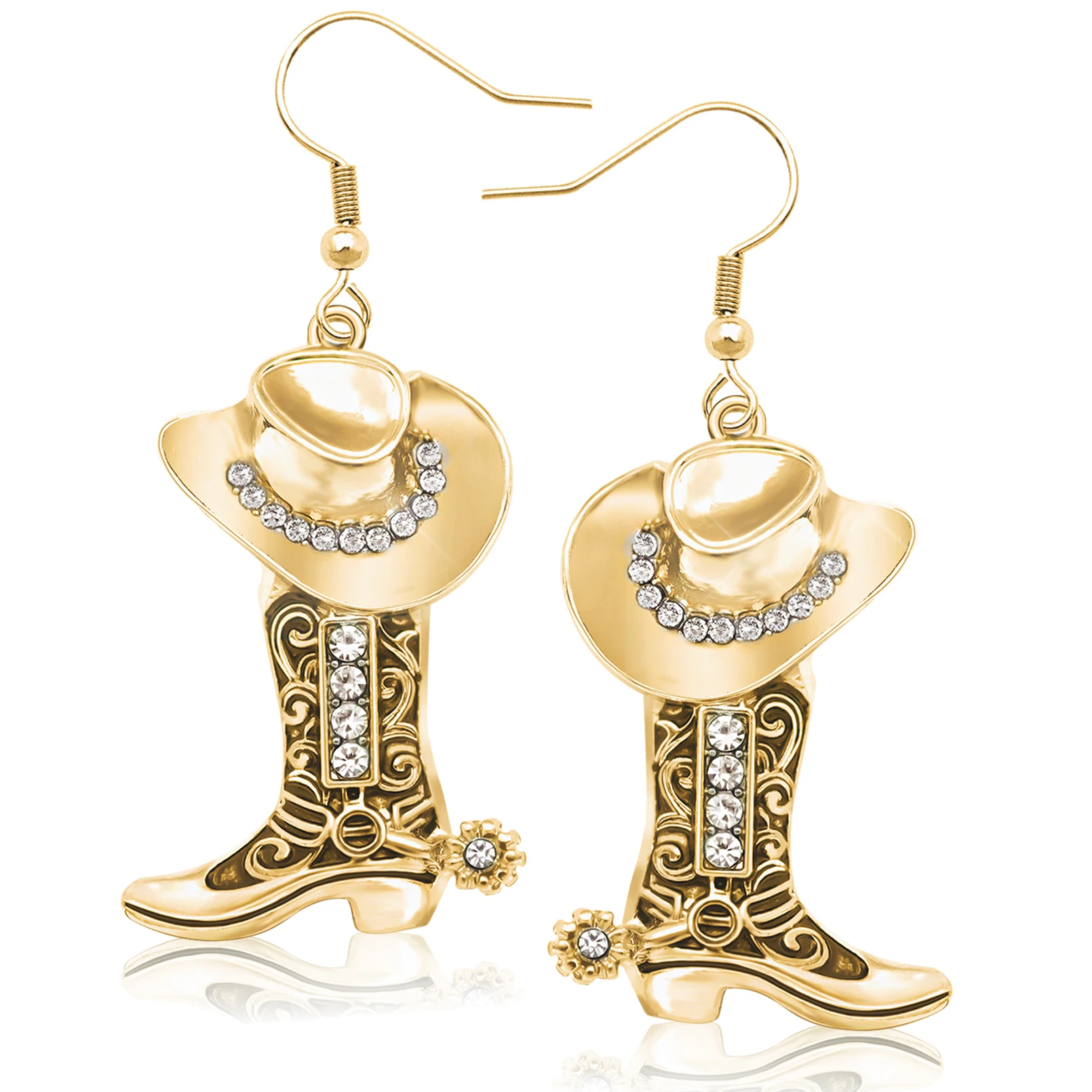 Fashion Creative Cowgirl Drop Earring Retro Western Oil Dripping Cowboy Hat Boots Pendant Earrings for Women Charms Jewelry Gift