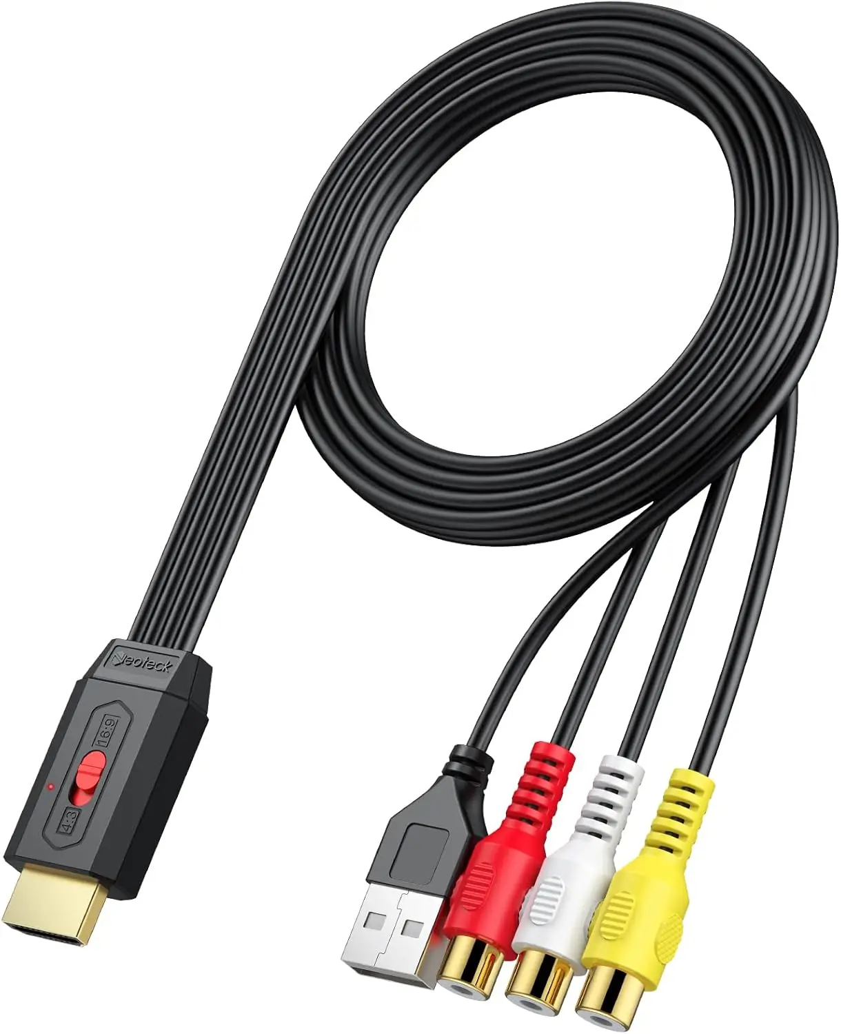 

Neoteck RCA to HDMI Converter,60cm,Aspect Ratio Conversion,Built-in AV Cable,Compatible with Wii/PS2/N64,NTK233.