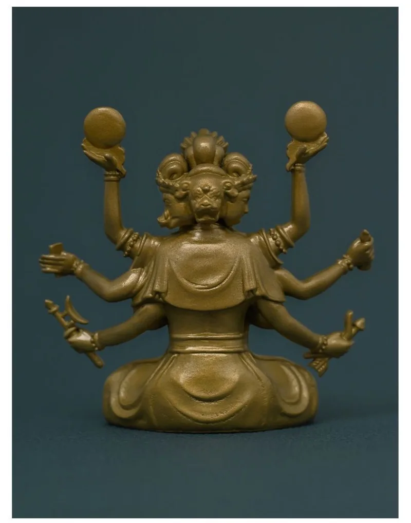 Brass Buddha Statue Ornament, Chinese-Style Zen-Inspired Portable Buddha Statue for Home Worship, Tea Room Decor