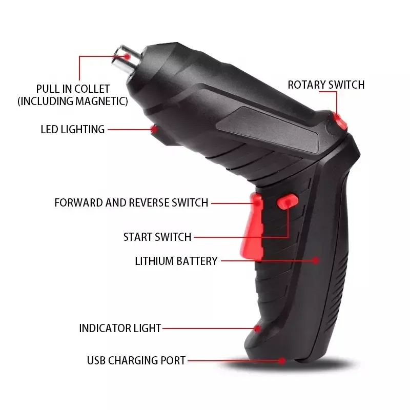

Mini Electric Screwdriver Kit with 47 Accessories Rechargeable Cordless Screwdriver Electric Hand Drill
