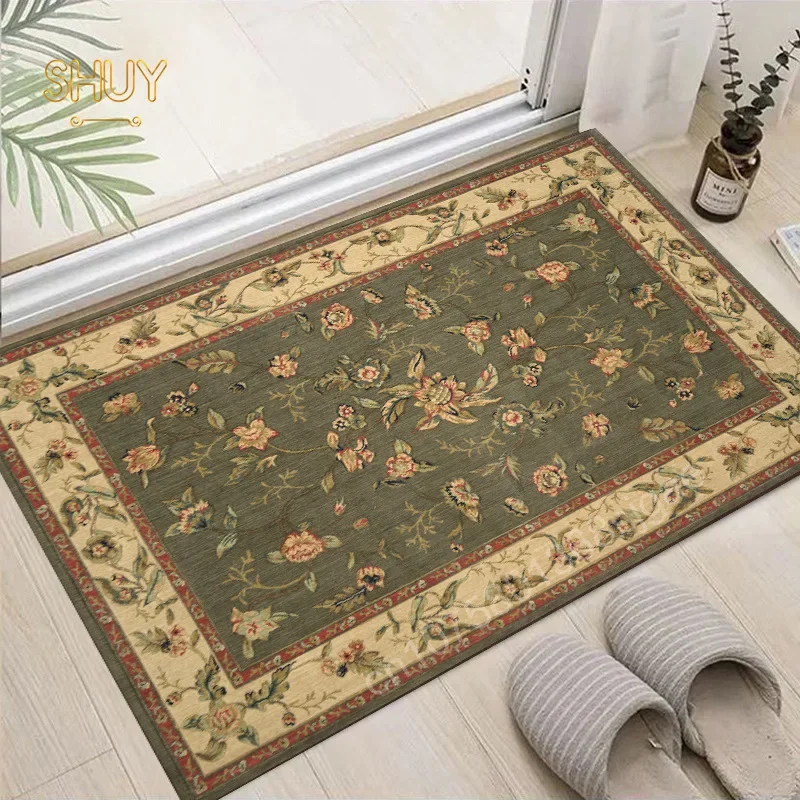 European Carpet Floral Print Luxury Home Decoration for Bedsides Living Room Foor Mat Custom Maintenance Free Non-slip Rug Gift