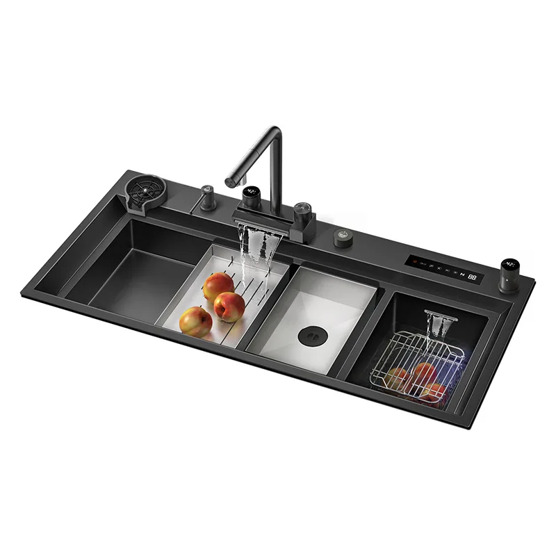 

Kitchen 304 stainless steel sink intelligent purification large single tank vegetable basin fruits and vegetables