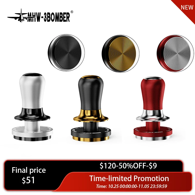 

MHW-3BOMBER 58.35MM Coffee Tamper 30lb Constant Pressure Espresso Tamper Metal Coffee Leveler Professional Barista Accessories