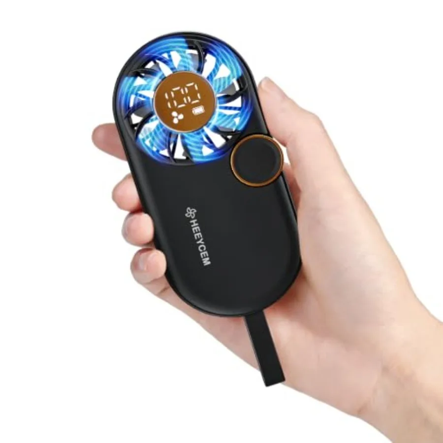 

Small Portable Handheld Fan, 5- Speeds Powerful Mini Personal Fan, Rechargeable Fans with Smart LED Display, Lightweigh, for Ou