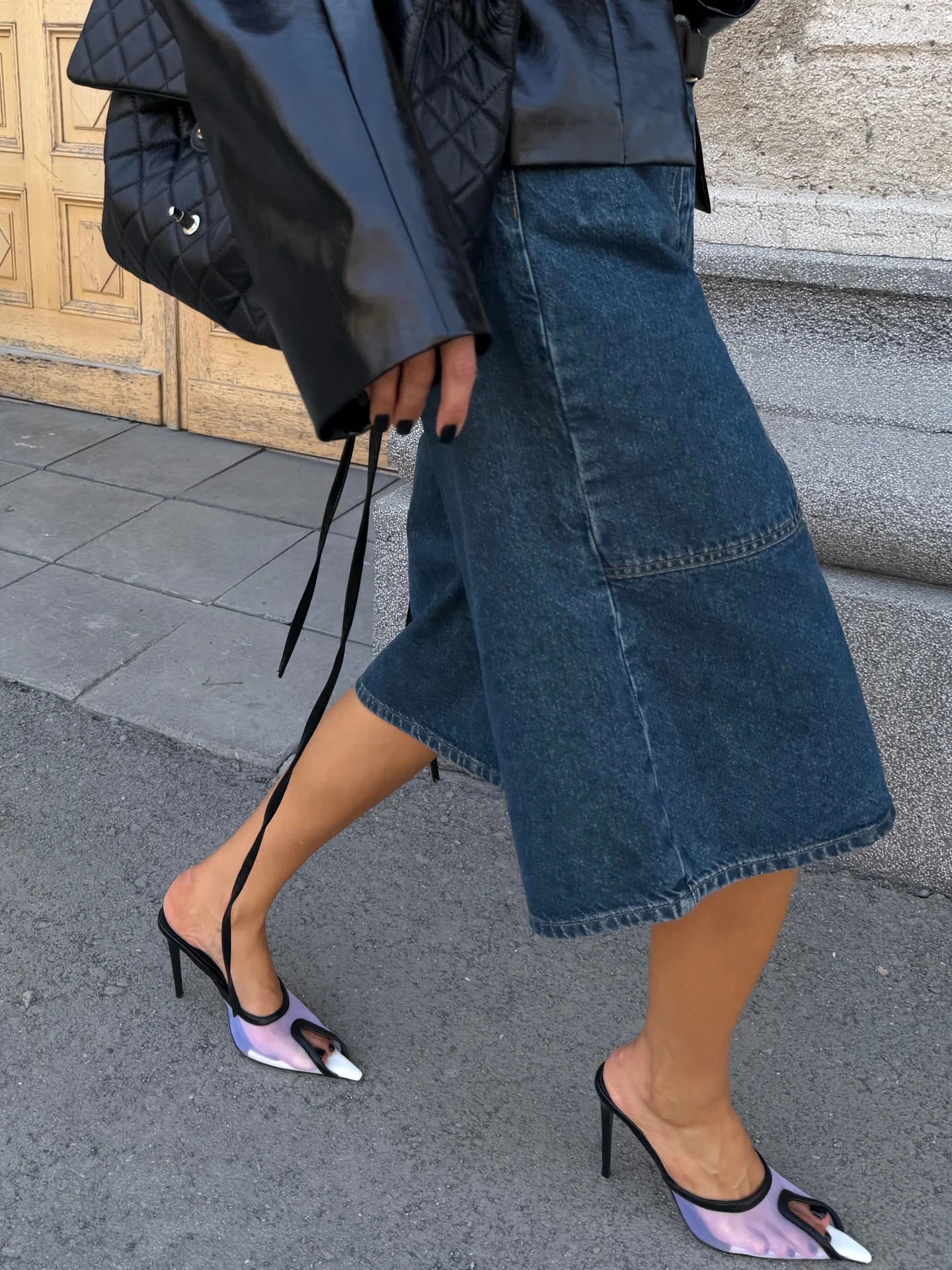 Summer New White Mesh Slingback Mule Heels Color Blocking Cutout Pointed Thin Stiletto Slip On Y2K Party Street Style Slippers
