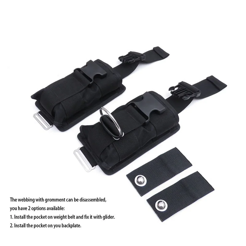 

New 4Pcs Spare Black 1680D Nylon Scuba Diving Weight Belt Pockets With Quick Release Buckle -22.5X15x5cm