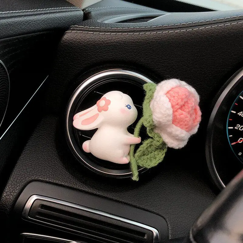 

Cute Rabbit and Flower Shaped Car Air Vent Fragrance Diffuser Decorative Vehicles Creative Room Aromatherapy Crafts Accessory