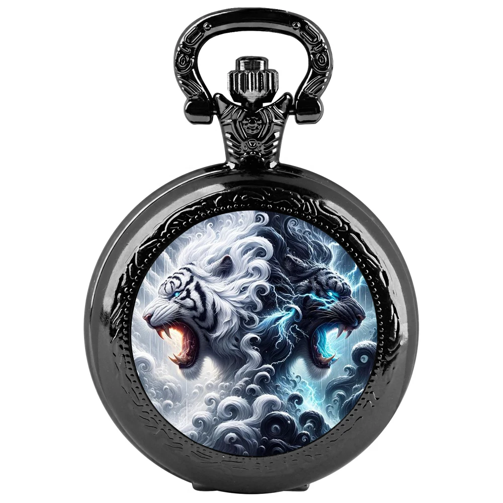 [Personal Choice] White Tiger Mythical Beast Quartz Pocket Watch - Unique design, highlighting personality charm