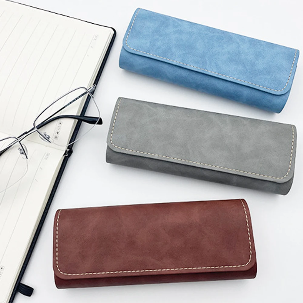 Simple PU Leather Eyeglasses Case Optical Retro Myopia Glasses Sunglasses Storage Box Fashion For Men Women Eyewear Accesssories