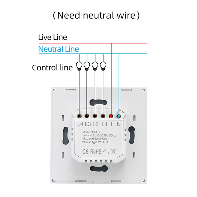 Tuya ZigBee Smart Switch EU 1/2/3 Gang Switch Push Button Controller Works With Smart Life App ZigBee Gateway Need Neutral Wire