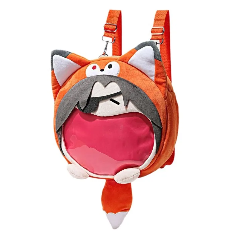 Heaven Official\'s Blessing Plush Fur Flower Fox Backpack PVC Doll Decoration Itabag Animation Anime Zipper Bag Children Gift