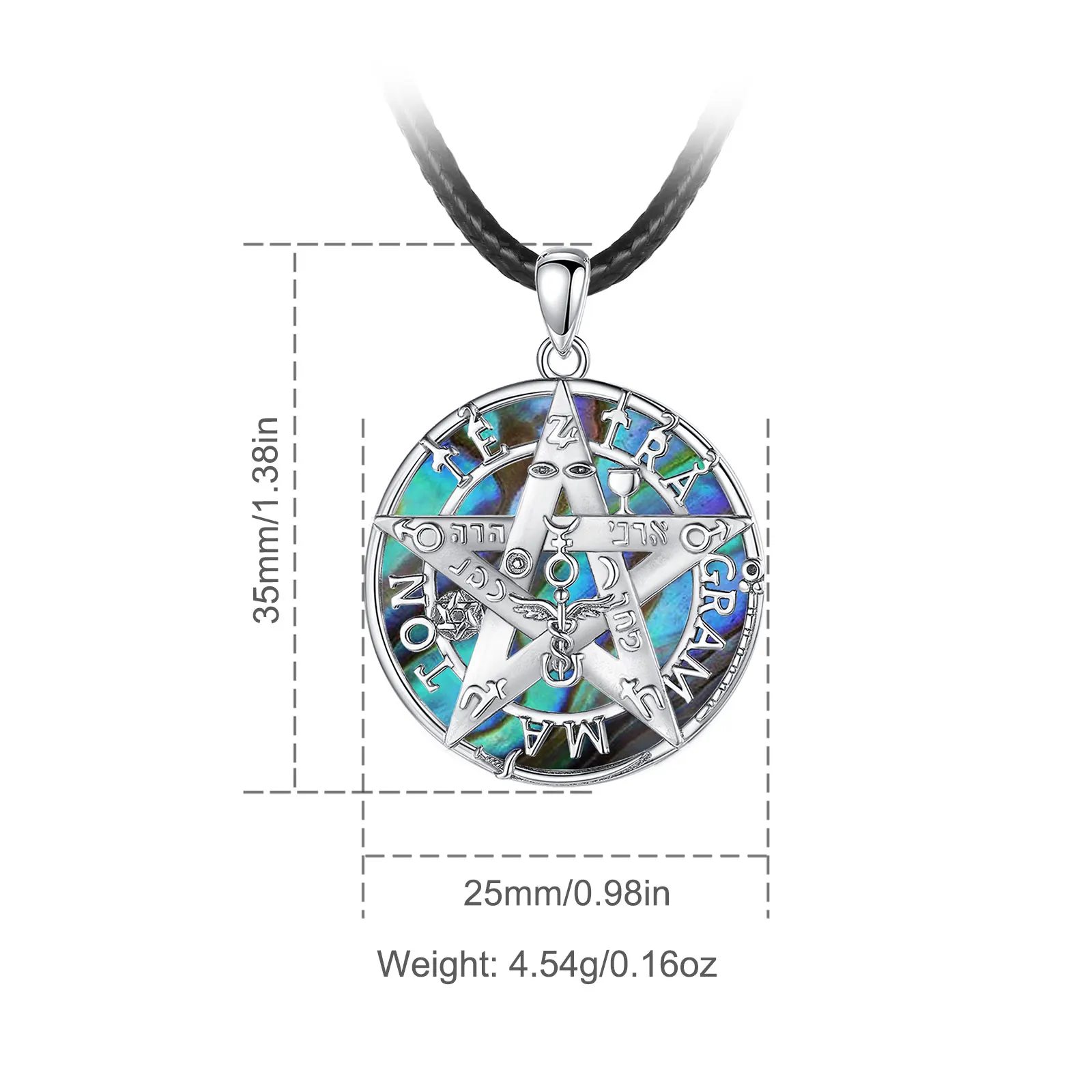 Eudora 925 Sterling Silver Tetragrammaton pentagramma collana colorato shell amuleto personalità ciondolo uomo donna gioielli di moda