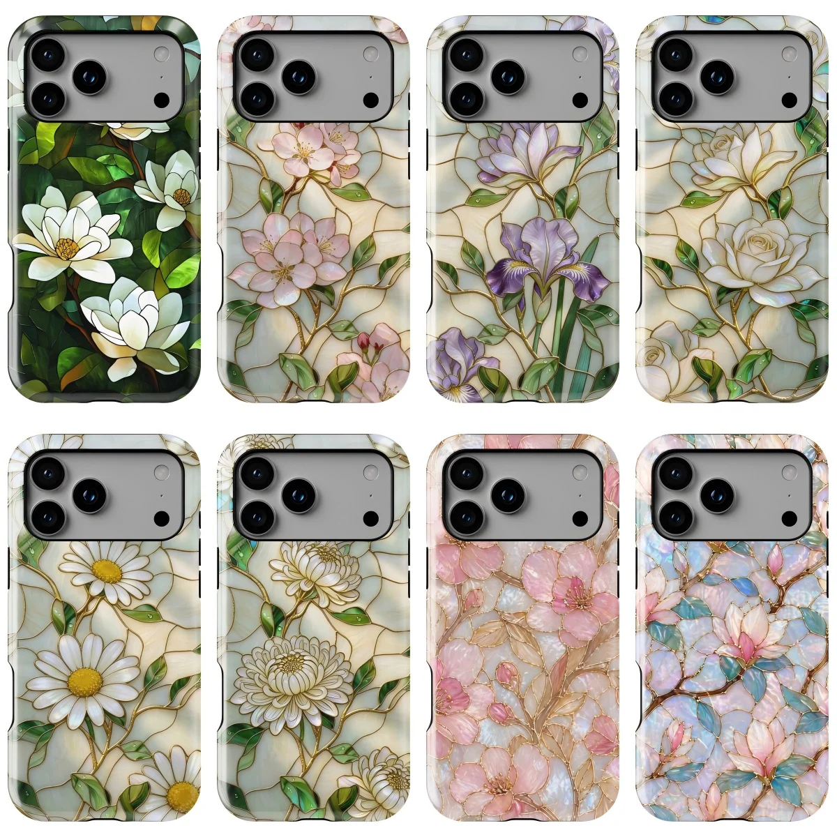 NARNS Retro Painted Glass Flowers Phone Case for Samsung Galaxy S20 S23 S24 S25 S26 FE Plus Ultra Edge 4G 5G Luxury Double-layer