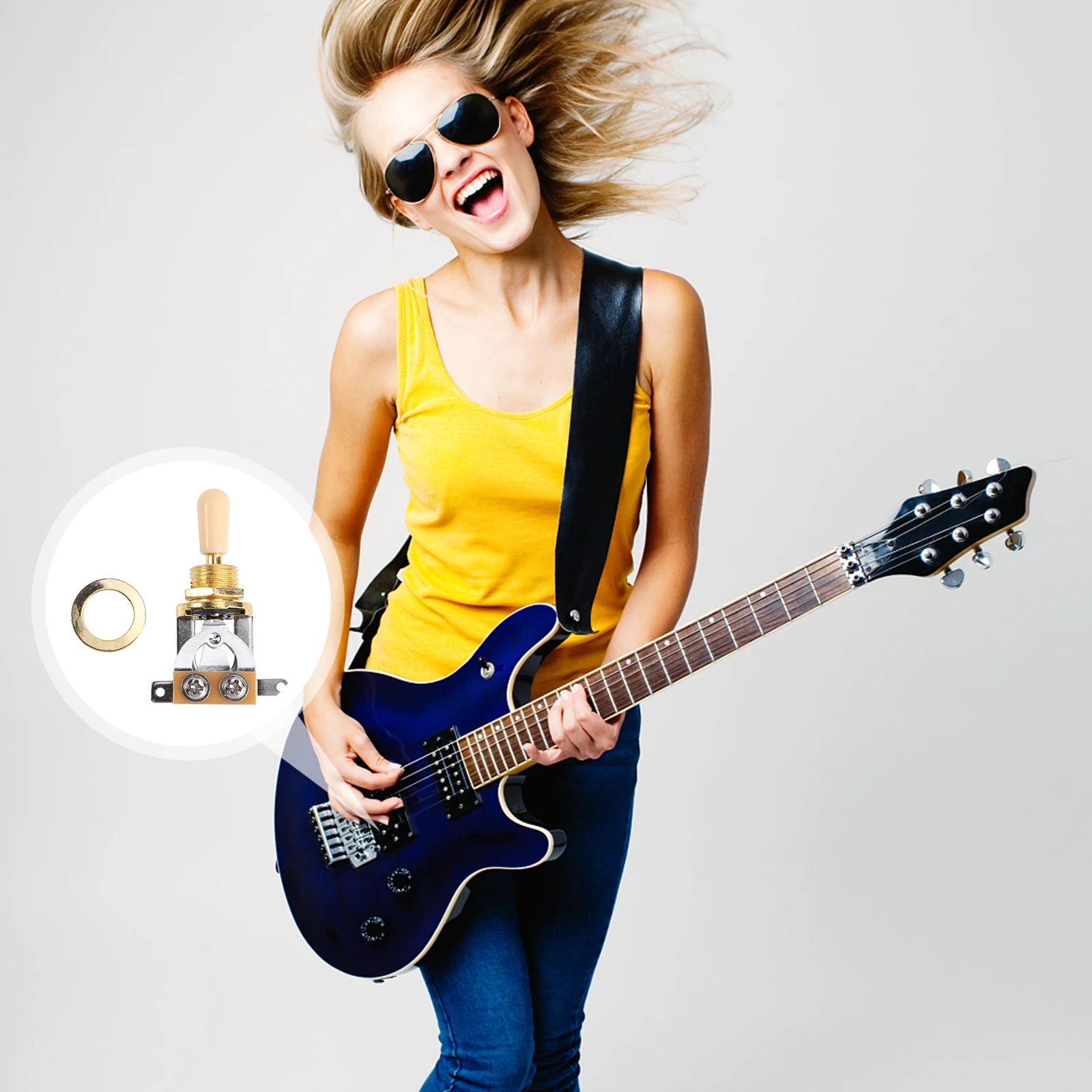 

3-Level Sound Pickup Switch For -Type Guitar Golden 3-Gear Button Durable Long Lasting Professional Guitar Accessory Pickup