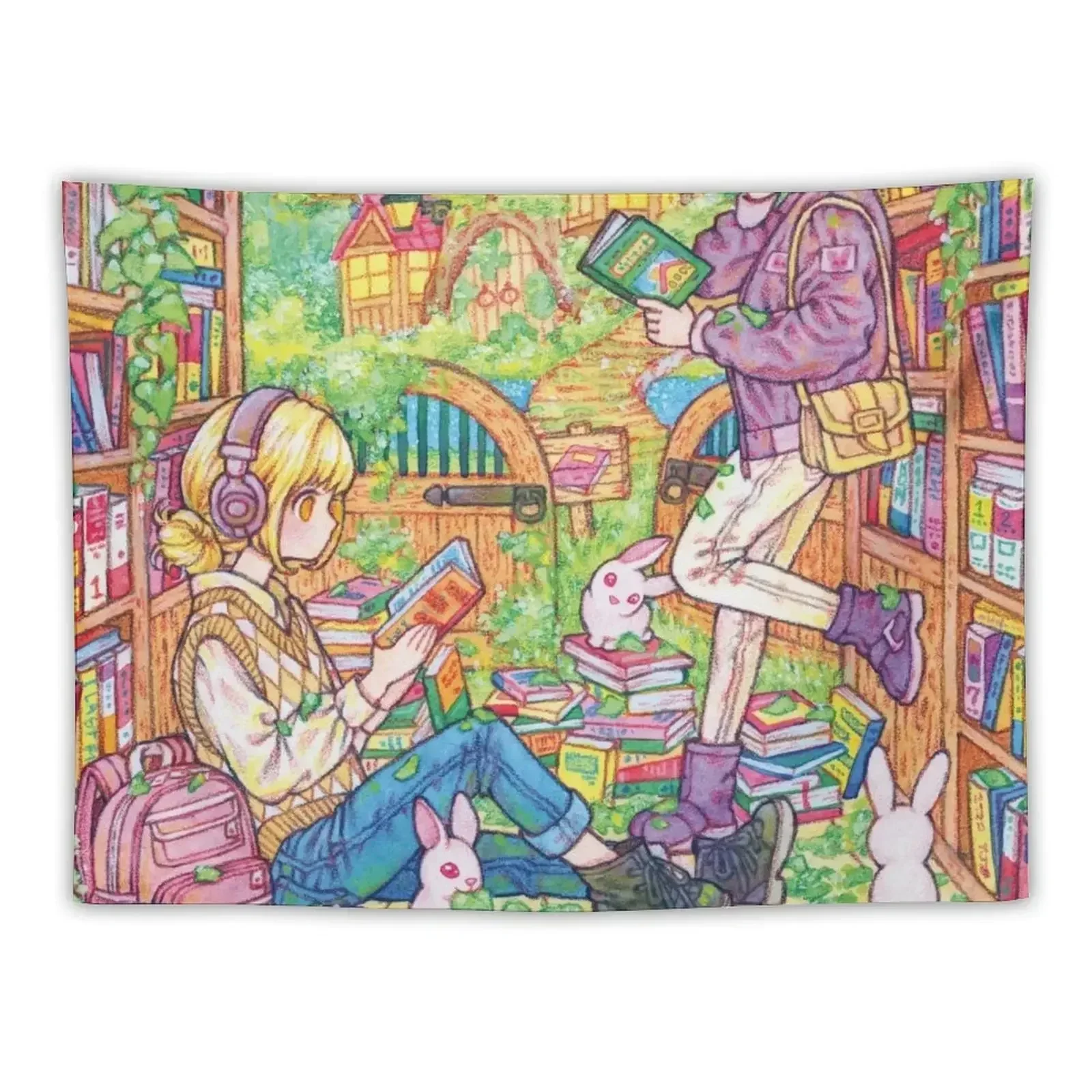 

Library in my dreams Tapestry Korean Room Decor Hanging Wall Aesthetic Decoration Tapestry
