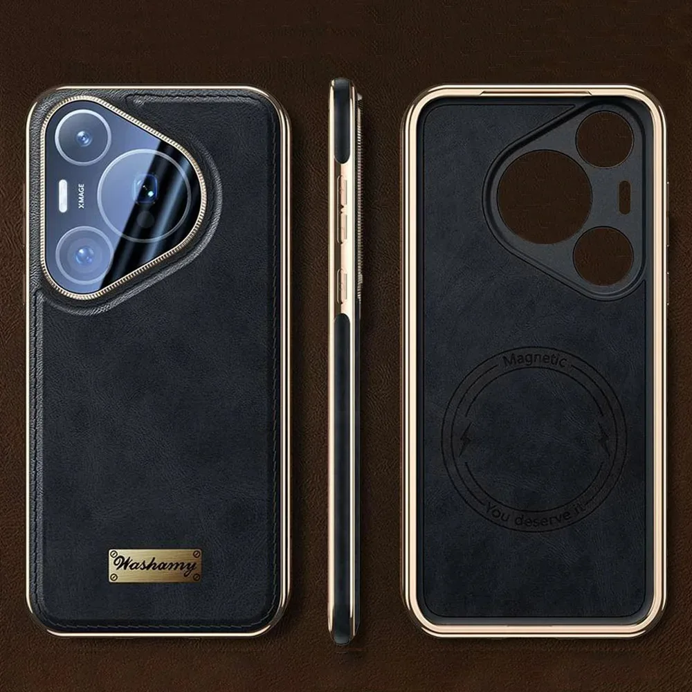 

Vintage Leather Case Suitable For Huawei Pura 70 Pro Pura 80 Pro Pura80 Ultra Cover Lens Protector Magnetic Casing phone case