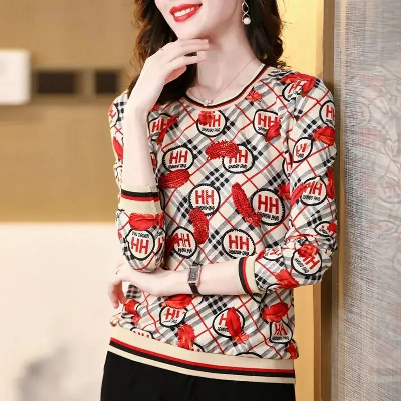 Camicia leopardata stampata con lettera Casual elegante impiombata primavera autunno manica lunga abbigliamento donna pendolare camicetta allentata