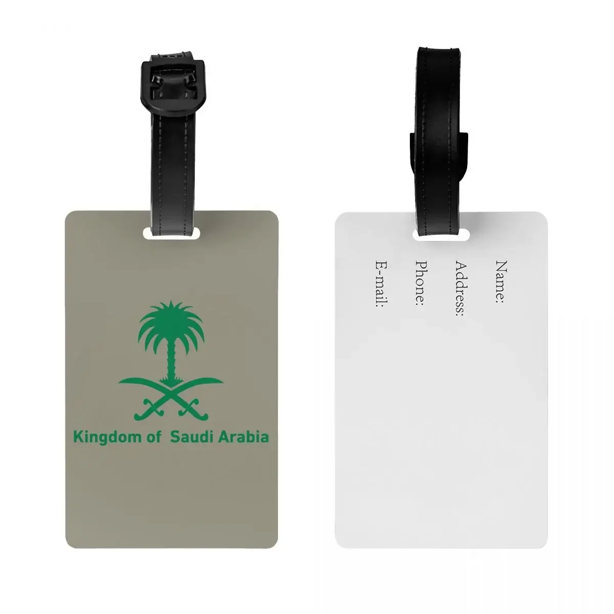 Custom Emblem Of Saudi Arabia 222 Luggage Tag With Name Card Privacy Cover ID Label for Travel Bag Suitcase