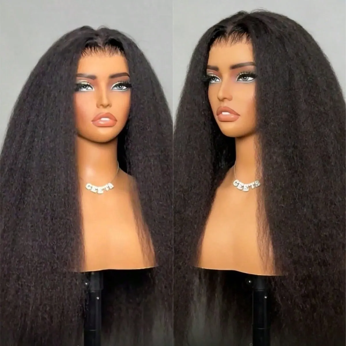 

Парик из натуральных бразильских волос 13x4 HD Yaki Straight Lace Front с эффектом Baby Hair, плотность 250%, натуральный черный, прямые кудрявые волосы