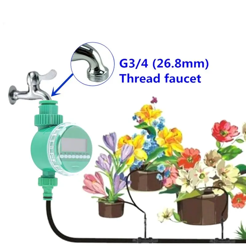 ABLU-Electronic LCD Display Automatic Irrigation Timer Intelligent Watering Control Device Garden Automation Valve No Battery Ne