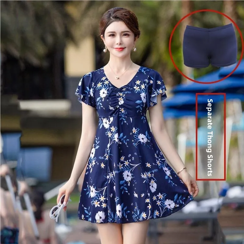 

Купальник Busin Sle Mom, двухсекционный, с шортами и юбкой, для термальных источников, модный, консервативный, скрывающий живот