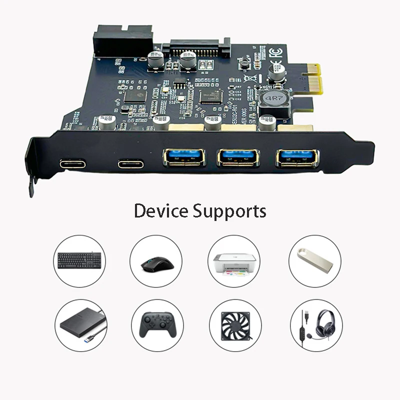 Picture 3: PCIe to 3 USB 2 Type C Convert Card HUB PCI-E PCI Express Board to USB C Extend Adapter 19PIN SATA Power Controller Riser Card