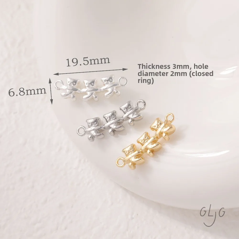 6PCS Cat Flower Shape Charms for Jewelry Findings Making Earrings Components DIY Handmade 14K Gold Plated Brass