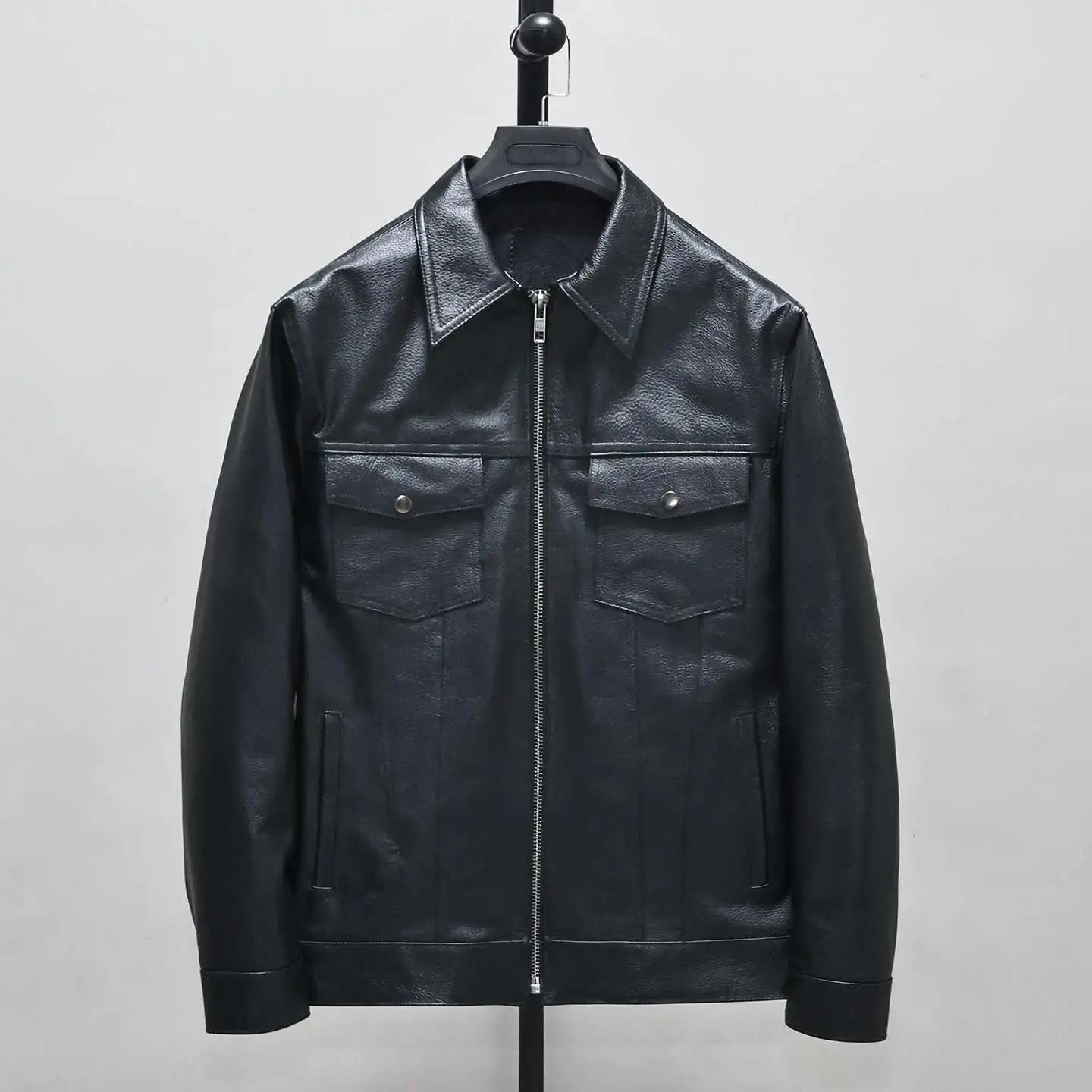 

Мужская куртка из натуральной кожи Napa Top Layer Soft Cowhide, приталенного кроя, с коротким воротником, повседневная, в стиле деним, молодежная верхняя одежда