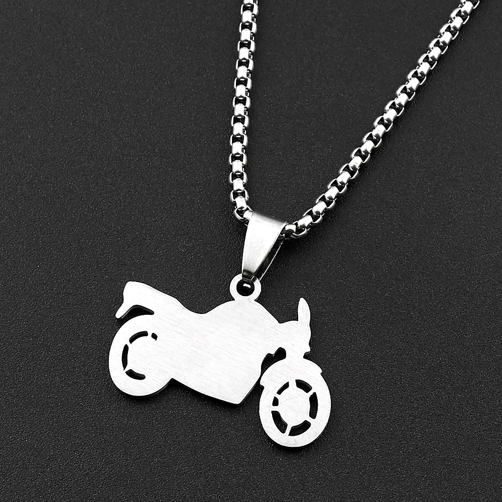 Retro Motorrad Straßenfahrzeug Anhänger Halskette für Damen und Herren, Edelstahl, silberfarben, Hip-Hop Punk Kette, Schmuckgeschenke – Detail 8