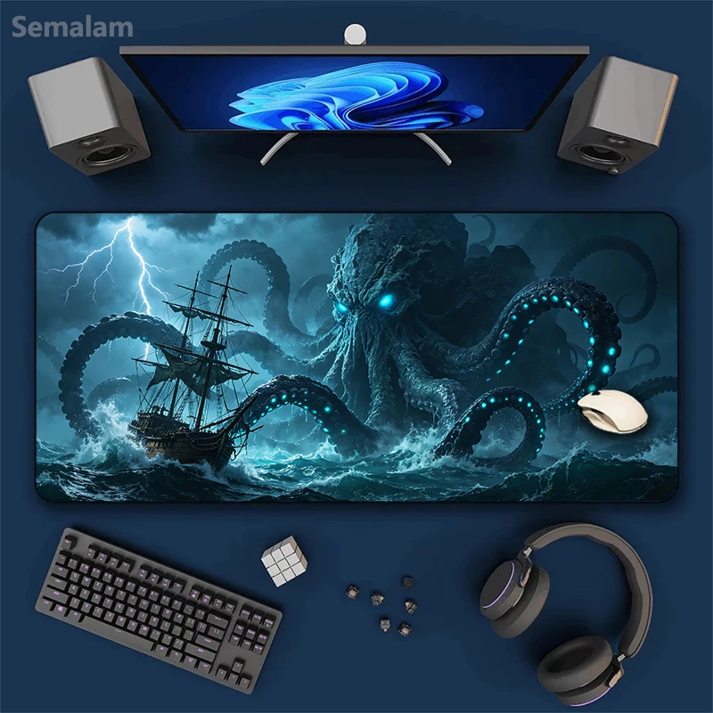 Mouse Pad Gaming Office Cthulhu Magic Design Desk Mat Anti-slip Rubber Base Lock Edge for PC Keyboard Laptop Computer Gamer Home