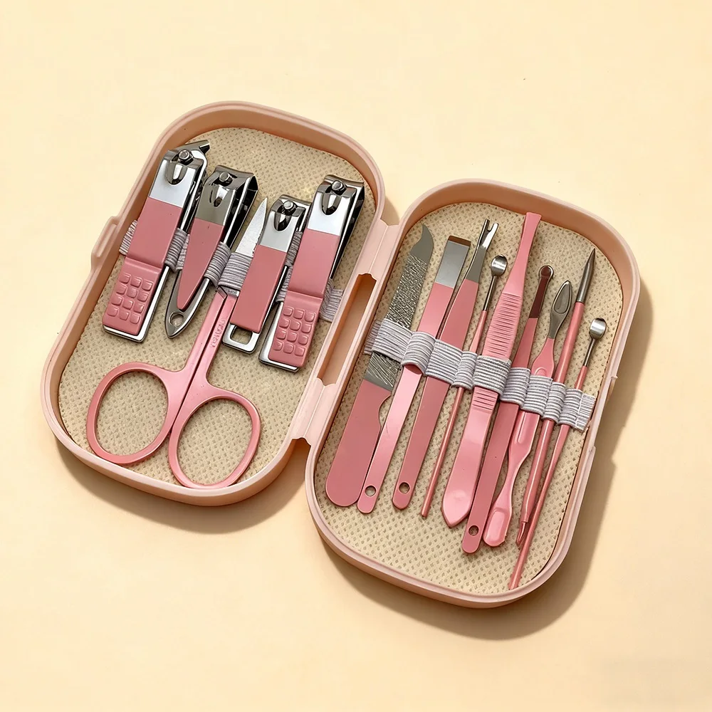 Ensemble d'outils de manucure et de pédicure en acier inoxydable, avec coupe-ongles de style moderne et outils de toilettage, ensemble de soins des ongles, 14 pièces
