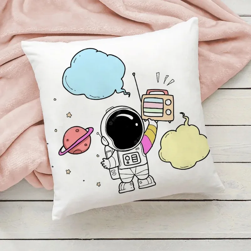 Outer Space Heart for Decorative Sofa, Cushion Cover, Pillowcase, Twin Size, Bedding, Peach skin polyester pillowcase 45x45