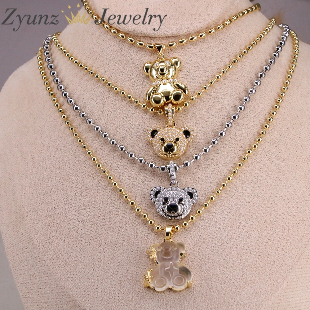 

5PCS, Fashion Delicate Bear Bead Necklace Cartoon Bear Pendant Necklace for Women Valentine's Day Gift Jewelry