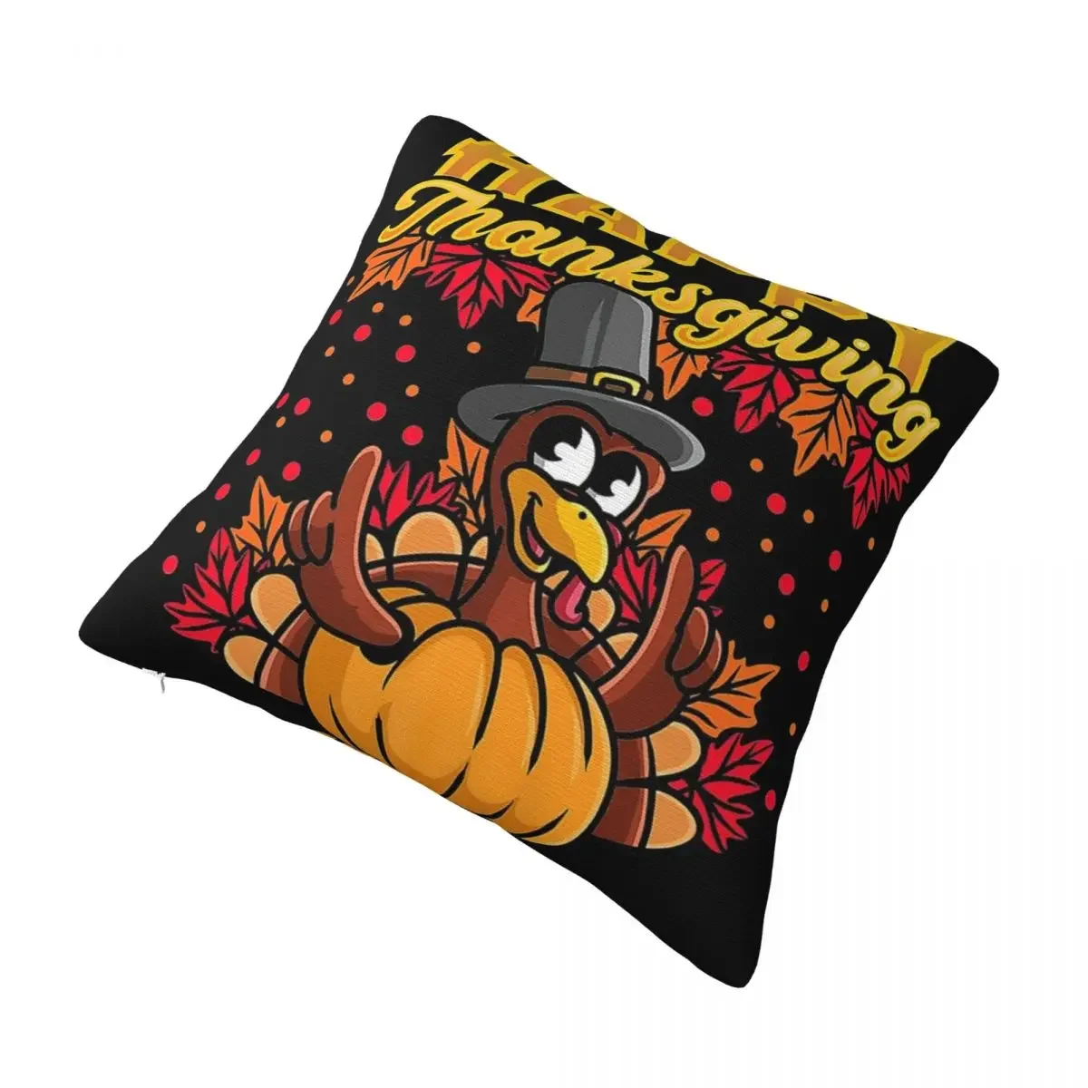 

Happy Thanksgiving 2023 Turkey Pumpkin Square Pillowcase Polyester Pillow Cover Cushion Zip Decorative Comfort Throw Pillow