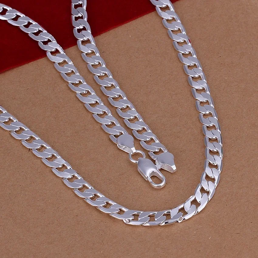 

925 Serling Silver Exquisite Noble Luxury Gorgeous Charm Fashion 6MM Men Solid Wedding Chain Women Necklace Silver Jewelry