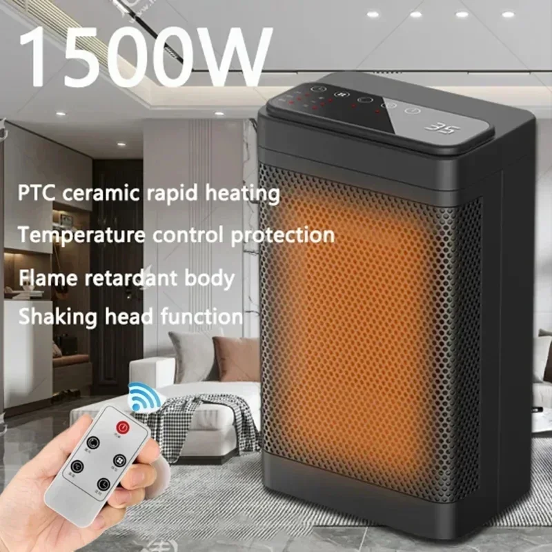 

Desktop Heating Fans,1500W Electric Heater for Home, Fast Heating, Stove with Remote Control, Bedroom, Low Consumption,