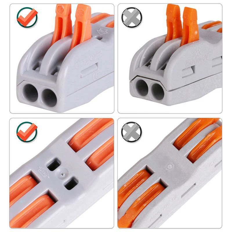 30/100PCS Push-in Electrical Wire Terminal Block Connector Fast Universal Lever Wire C Docking Electrical Connection 32A 250V